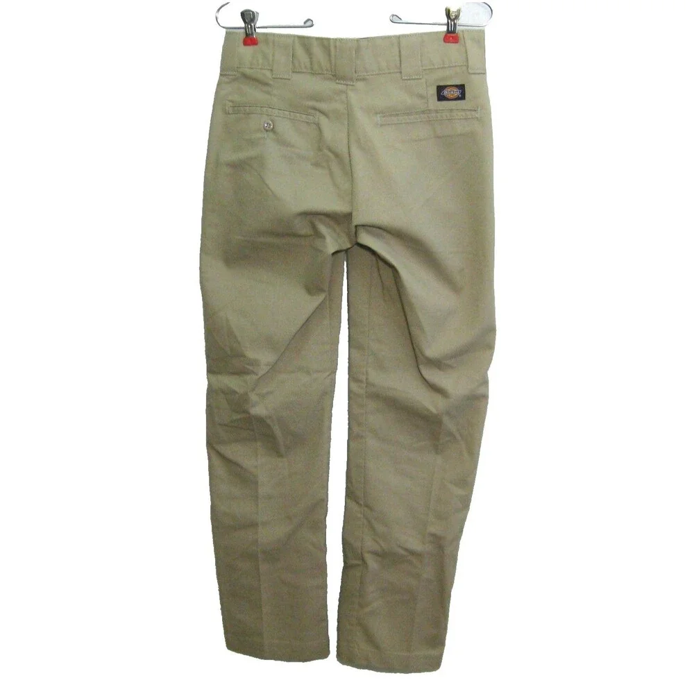 Dickies Khaki Pants Size 28x30 Beige Flat Front Chino 4 Pockets Slim Fit Taper